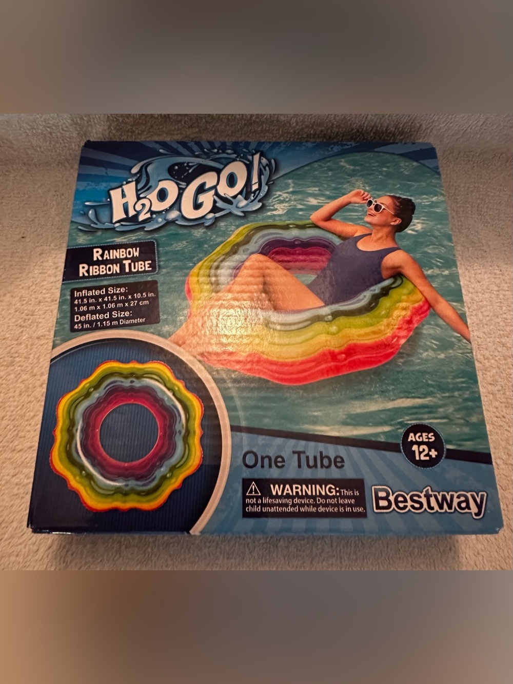 Bestway H2O Go Rainbow Ribbon Tube - Multicolor Inflatable Pool Float